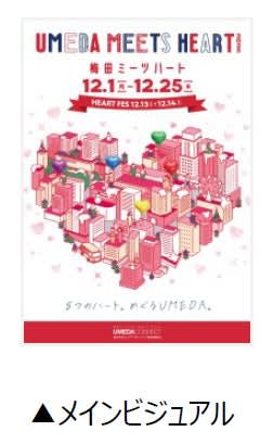 【梅田の冬の風物詩】街中が「ハート」に染まる！「UMEDA MEETS HEART 2025」開催！5エリア巡るFES＆47施設装飾で心温まるクリスマスへ！