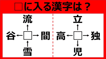 【漢字パズル】超難問!? □流、□間、雪□、□谷　□に入る漢字は…？