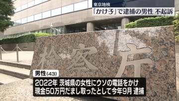 「かけ子」したとして逮捕　男性を不起訴処分　東京地検