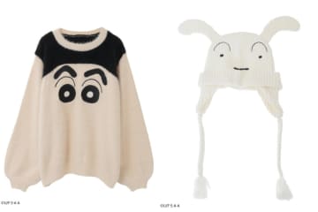 キャンディ ストリッパー『クレヨンしんちゃん』愉快な顔刺繍ニットやシロの耳付きビーニー