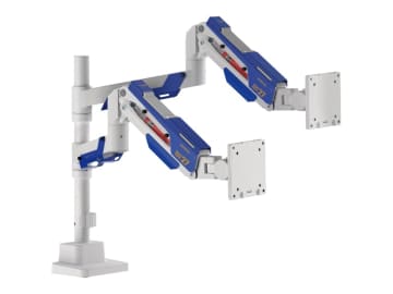 ロボットっぽいデザインのガス式デュアルモニターアーム、センチュリーから