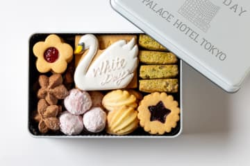パレスホテル東京の26年ホワイトデー、“白鳥や花々”のクッキー缶＆銀箔輝く大人のバターケーキ
