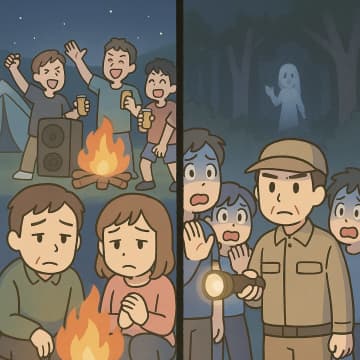 「キャンプ場で騒いで何が悪い」と深夜に音楽を流す大学生が、管理人のある一言で態度を一変！【短編小説】