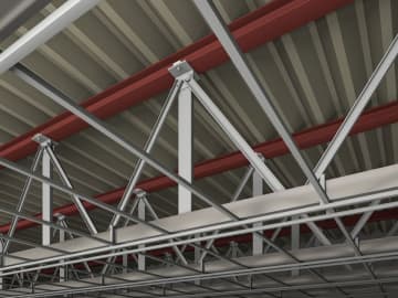 新たに架台も含めた強度計算が可能となりました！H形鋼からの吊元金具の新常識、あと施工鉄骨接合“レボグリップ”がリニューアル　H形鋼への溶接、孔あけなしの最も信頼できる火無し工法！一般的な形鋼吊り金具でできなかった強度計算が可能！