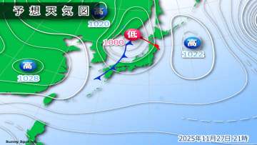 前線通過、大気不安定。落雷や竜巻などの激しい突風、急な強い雨に注意！