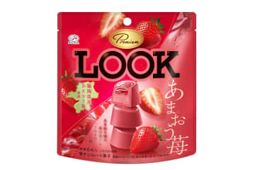 不二家、福岡県産あまおう苺を使った「プレミアムルック（あまおう苺）パウチ」発売