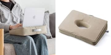 空気で膨らむ「エアー式膝上テーブル」が登場、重さ300g