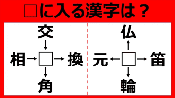 【漢字パズル】解けたらすごい！交□、□換、□角、相□　□に入る漢字は…？