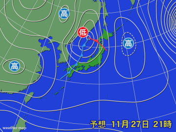 前線通過で天気崩れる　北海道ではあす雪の所も
