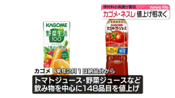 カゴメ・ネスレなど値上げ相次ぐ　原材料価格が高騰