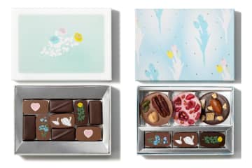 ルル メリー26年バレンタイン、ローズやカモミール香るチョコレートを“朝露”テーマの淡い花柄パケで
