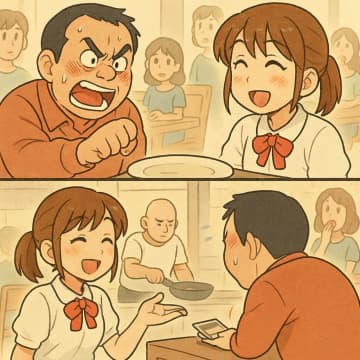 飲食店で「髪の毛が入ってた」と騒ぎ代金を渋る客。だが、店員のある発言で支払いに応じる形に【短編小説】