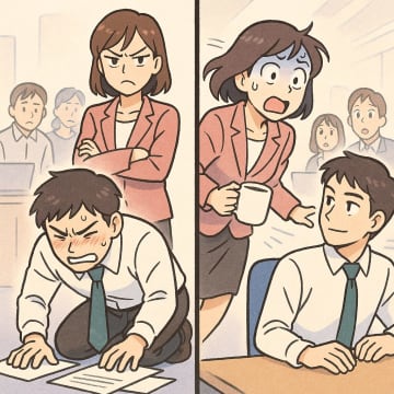 「男のくせに情けない」と嫌味ばかり言う女上司。翌日、会社で会うと態度が急変。一体何が？【短編小説】
