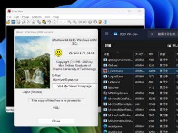 定番の画像ビューワー「IrfanView」がARM64に対応／「Windows on Arm」デバイスでパフォーマンスとバッテリー持続時間の改善が期待できる