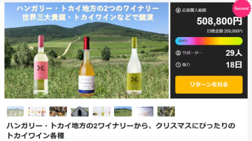 ハンガリーの甘口トカイ(貴腐)ワインが売れ行き好調　Makuake先行販売第3弾で売り切れリターン続出　クリスマスにぴったりなサモロドニタイプ3種をリターンに追加
