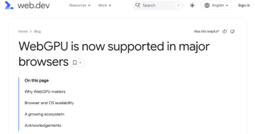 Google、「WebGPU」が主要Webブラウザーすべてで正式にサポートされたことを報告／ブラウザー上で動きながら、デスクトップクラスのパフォーマンスを発揮