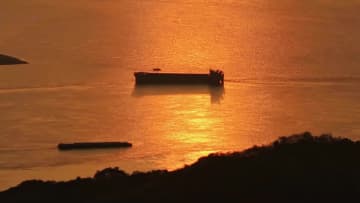 夕日に照らされた長江の美しい風景　中国安徽省蕪湖市