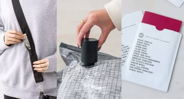 3COINS、新作トラベルグッズ。衣類収納がラクになる自動圧縮機やスキミング防止ケースほか