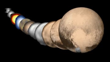 「冥王星」観測85年を凝縮　ぼんやりした点から鮮明な表面の姿へ