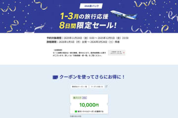楽天トラベル、「ANA楽パック」で8日間限定セール開催