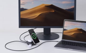 エレコム、ワイヤレス充電にも対応するドッキングステーション「DST-Q041BPBK」発売　本製品だけでスマホとPCを同時に充電可能