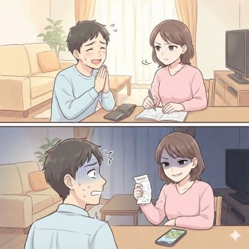 「お小遣いあげてよ」嘆く夫の財布からある明細が…問い詰めた結果、小遣いが半分以下に。実は【短編小説】