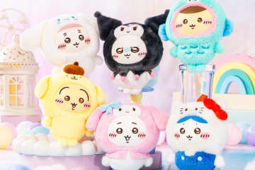 ちいかわ×サンリオキャラクターズ、マイメロディになったちいかわぬいぐるみやお菓子風キーホルダー