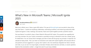 Microsoft、Ignite 2025で発表された「Microsoft Teams」のアップデートまとめを公開／TeamsとCopilotのチャット、チャネル、会議が統合