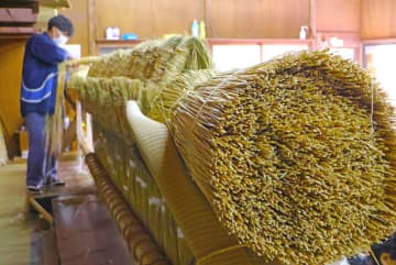 成田山新勝寺で大しめ縄作り佳境　新年の準備丁寧に　わら2500束、重さ200キロ