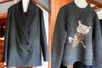 ZARA×ソウシオオツキの“昭和着想”ウェア、二重ラペルジャケット＆架空のキャラ柄ニット
