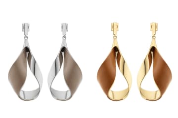 ポレーヌ”レザー×金属”が調和するジュエリー、結び目モチーフのネックレスやゆるやかな曲線のピアス