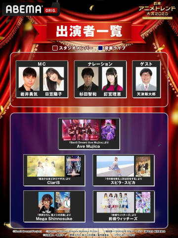 『BanG Dream! Ave Mujica』など『日本アニメトレンド大賞2025』出演アーティスト・作品ラインナップを発表！