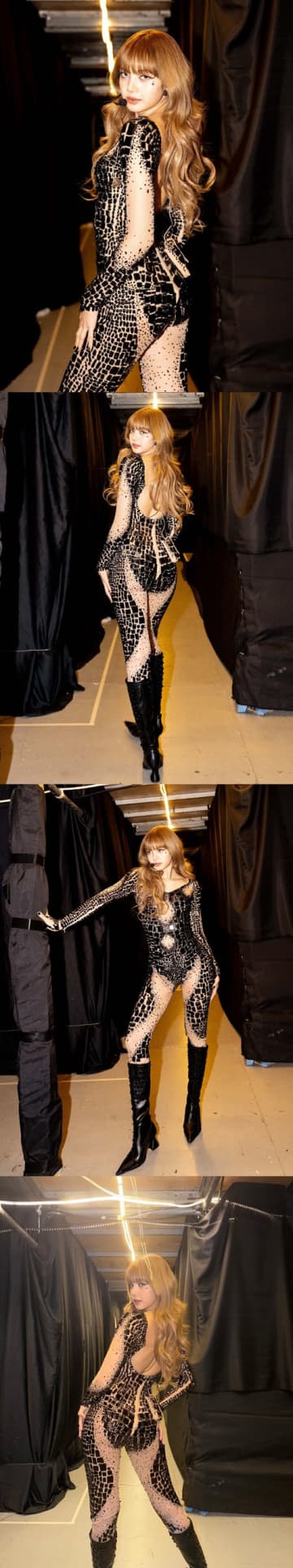「刺激強め…」BLACKPINK・リサ、“極上ライン”あらわのボディスーツ姿で完璧スタイル披露【PHOTO】