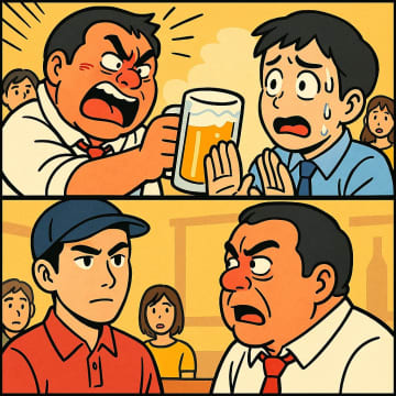 飲み会で「男なら飲めるだろ」と一気飲みを強要する先輩。だが、店員のある正論に思わず沈黙【短編小説】