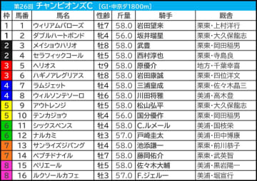 【チャンピオンズC／枠順】6枠のナルカミに勝率6.3％、単回収値23の不振データあり　“馬券内率64.7％”該当の軸候補は