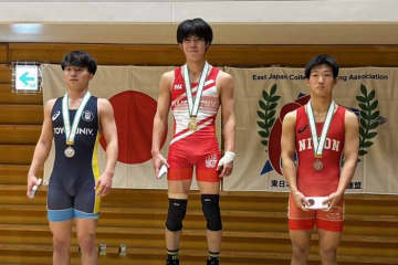 ＜レスリング＞【写真集】2025年東日本学生選手権（秋季）／表彰式（男子フリースタイル）