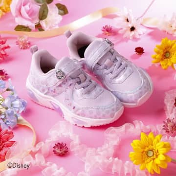 アナ＆エルサ、アリエル、ラプンツェルをイメージしたキッズ向けスニーカー発売！通園・通学でお姫様気分に♪