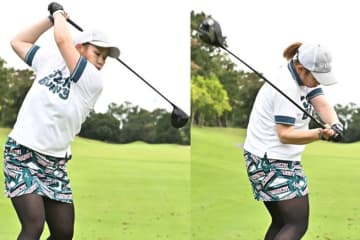 身長156㎝、最長382ヤード！　柳井紗奈はわざと右ワキを空けた「オーバースイングで飛ばします」