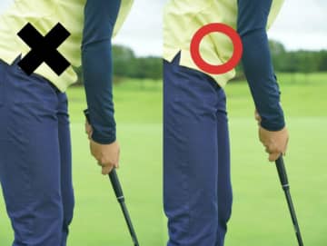 正しいパターの構えはどっち？パターを吊って近づけば１メートルは外さない