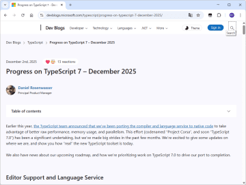 「TypeScript 7」は10倍速くなる!? Microsoftが開発進捗を説明 ～注意点も／「TypeScript 6」は単なる「5.9」と「7」の橋渡し、「6.1」のリリースはナシ