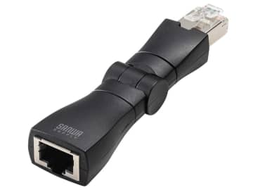 サンワサプライ、ケーブルの向きを自在に変えられるLAN中継アダプタ