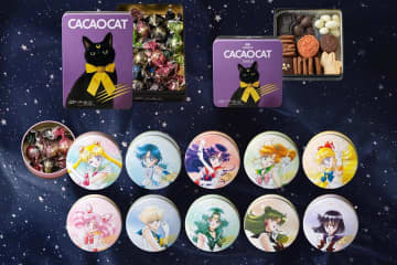 カカオキャット×『美少女戦士セーラームーン』セーラー戦士＆ルナ風ネコの“爪痕付き”チョコ缶