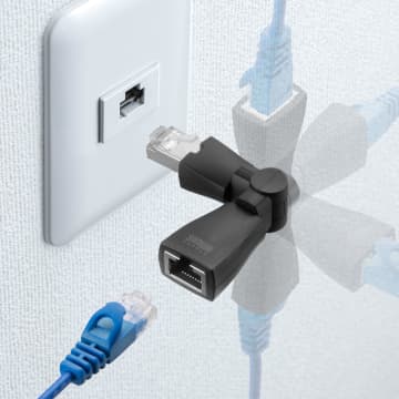 サンワサプライ、コネクタが自在に回転するLAN中継アダプター「ADT-RJ6A-3D」発売
