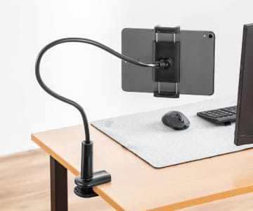 長〜いフレキシブルアームを採用したタブレットスタンド「200-STN096BK」、サンワサプライが発売