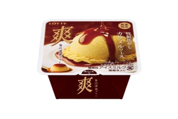 ロッテ「爽 贅沢濃蜜プリン」人気のプリン味がパワーアップ！焦がしカラメルソース入り濃厚アイス