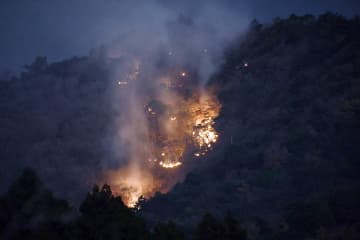 「山の中腹から煙が」伊勢原・日向地区の山林で火事、10日朝から消火活動開始へ
