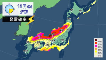 北〜西日本　日本海側を中心に大気不安定　落雷・突風・ひょうに注意