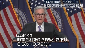 米FRB、3会合連続の利下げ　政策金利0.25％引き下げ決定　トランプ大統領は「倍にできたはずだ」と不満も