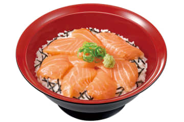すき家、ノルウェー産アトランティックサーモンを厚切りで盛り付けた「サーモン丼」発売