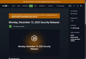 「Node.js」に最大深刻度Highの脆弱性 ～v25.x、v24.x、v22.x、v20.x系統に影響／15日に対策済みのバージョンをリリース予定